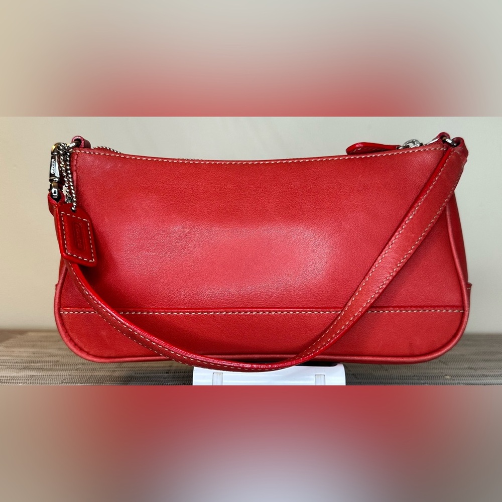 Vintage Coach Red Demi Baguette Handbag